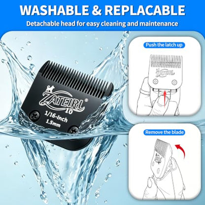 4 Pack Pet Grooming Clipper Blades with Steel Cutters, Sizes 10, 7FC, 5FC & 4FC, Black, Compatible with Andis, Oster A5, Wahl KM10 A5 Style Dog Clippers - color: Black, size: 10# + 7FC + 5FC + 4FC