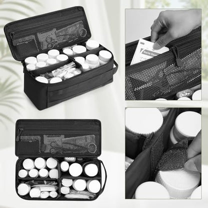 Travel Medicine Bag,Medication Pill Bottle Organizer Empty Case - color: Black