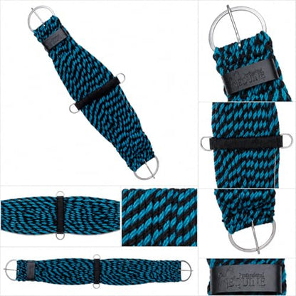 CHALLENGER Horse Western Two-Tone 27 Strand 7" Wide Roper Cinch Girth 97106 - color: Turquoise Black, size: 36" L x 7" W