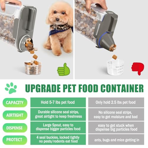 Dog Cat Food Storage Container with Cup (Dark Olive, 5L) - color: Dark Olive, size: 5L