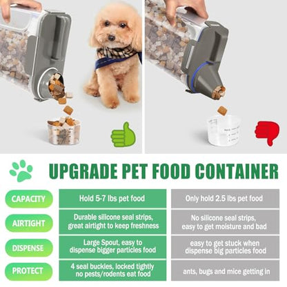 Dog Cat Food Storage Container with Cup (Dark Olive, 5L) - color: Dark Olive, size: 5L