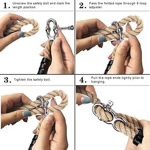 SELEWARE 3ft Tree Swing Rope, Adjustable Hammock Straps Hanging Kit - color: Beige-1 Pack, size: 3ft