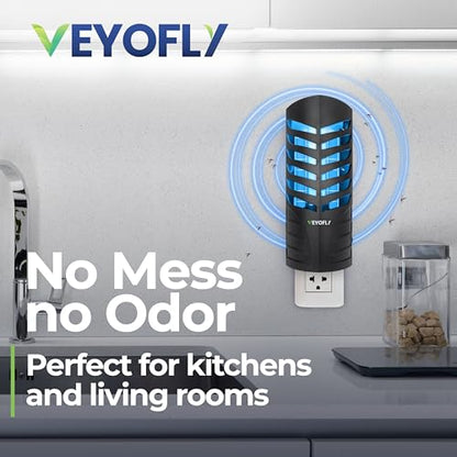VEYOFLY Fruit Fly Traps for Indoors (4 Device + 12 Refills), Gnat Trap Indoor Plug in, Bug Traps, Flying Insect Trap, Gnat Traps for House Indoor, Fly Trap Indoor for Home Bug Light, Gnats Catcher | UV light attracts insects to glue cards, silent 24/7, pl