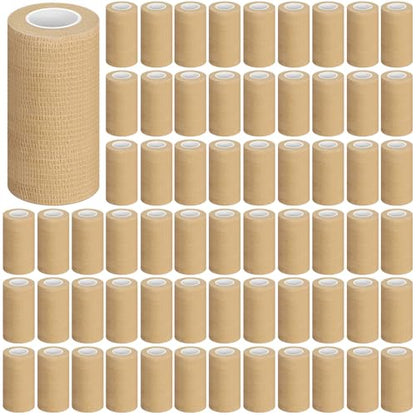 Treela 64 Pack 4" X 5 Yards Self Adhesive Bandage Wrap Beige - color: Beige, size: 4 Inch X 5 Yard