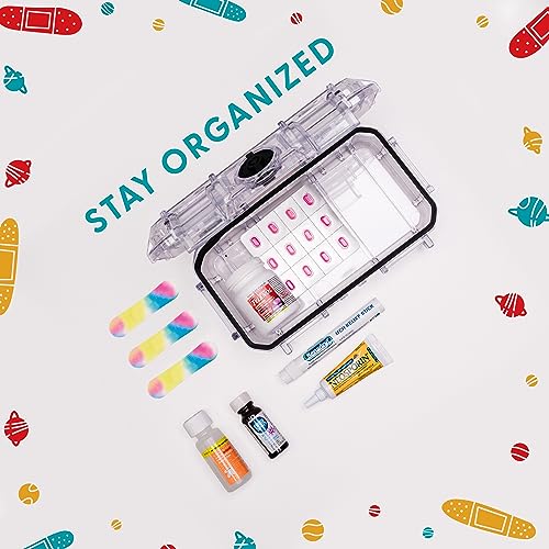Evergreen X Seahorse 56 Medication Lock Box - Medium, First Aid Kit, Childproof, Empty Lockable Medicine Box to Store Medications, Diabetic Supplies. NO SUPPLIES INCLUDED (Clear + Squiggle) - color: Clear + Squiggle