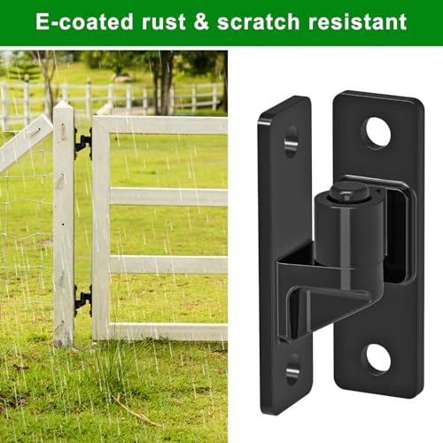 Insaga Heavy Duty Gate Hinges,2Pack High Strength Steel with E-Coating Finish, 6mm Thick Rustproof Hinges for Farm Gates, Chain Link Fences, Barns, Sheds & Driveways (4.9"x1.5") - color: Black-2Pack