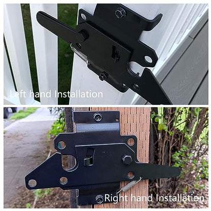 WellMade Heavy Duty Self-Locking Gate Latch for Wooden Fence, Post Mount Automatic Gravity Lever Door Latches for Garden Outdoor/Pool Gate, Metal Gates Vinyl Fence Gate Lock, Black Finish with Screws
