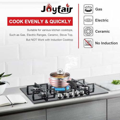 1QT Saucepan with Lid, Joyfair 18/10 Stainless Steel Small Sauce Pan Pot | Kitchen Cookware Milk Pot with Glass Lid for Cooking Stewing Boiling Spaghetti Soup, Heat-proof Handle, Dishwasher Safe - size: 1 Quarts