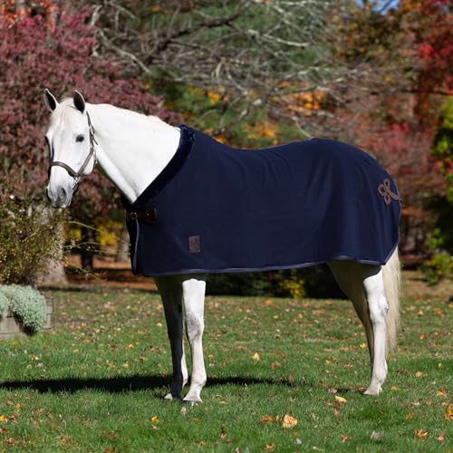 Equinavia Koselig Fleece Cooler - Navy/Brown - 68 in - color: Navy/Brown, size: 68 in