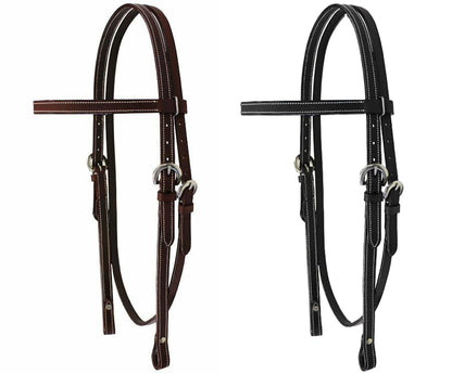 Tahoe TackKickin Country Square Browband Headstall USA Leather - color: Medium Oil, size: Mini
