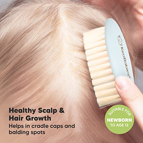 KeaBabies Baby Hair Brush and Baby Comb Set & Baby Washcloths - Wooden Baby Brush with Soft Goat Bristle - Bamboo Viscose Baby Towels and Washcloths