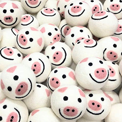 Friendsheep Wool Dryer Balls, Organic Reusable Fabric Softener Alternative for Laundry, Handmade, Fair Trade, Hypoallergenic, Eco-Friendly, Plastic-Free (6 Pack XL – Pig- Piggy Band) | Reusable fabric softener alternative Organic wool, handmade, fair trad