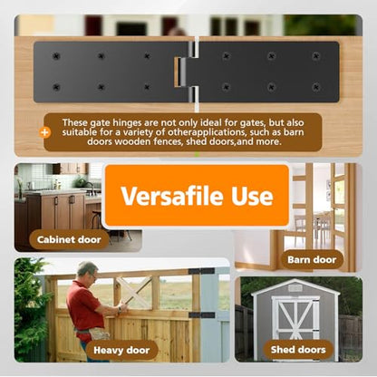 Heavy Duty Gate Hinges,Black Gate Hinges with Screws,Heavy Duty Door Hinges | Adjustable Hardware Hinges Kit,Durable Barn Door for Wooden Fences Yard Gate(Black-2PCS) - style: Black-2PCS