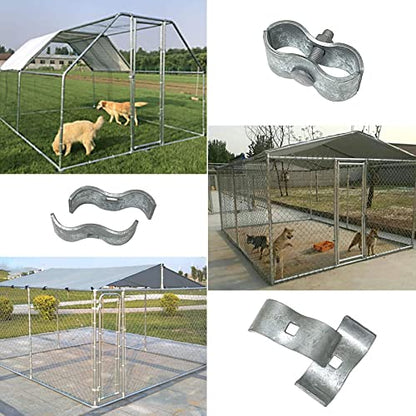 Kenner Chain Link Fence Clamps - 8 Set, 1-5/8" Galvanized Steel Saddle and Kennel Clamps for Pipe Panel Frames - size: 1-5/8"