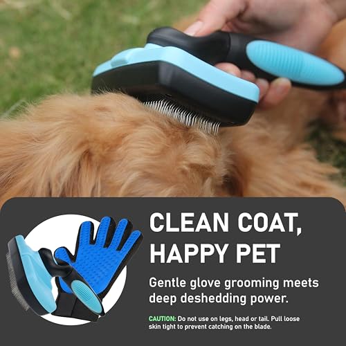 Maxpower Planet Pet Grooming Brush, Shedding Undercoat Rake, Dogs - color: C1 - Brush & Gloves, size: Large