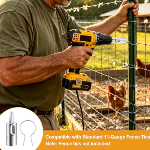 Chain Link Fence Ties: 11 Gauge Fence Wire Twisting Tool for Drill | Carbon Steel T Post EZ Twist Fence Tie Tool - 11 Gauge Drill Chuck Tool with 3/8" Shank - Easy Twist Chain Link Fencing Tool