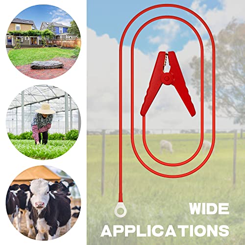 Electric Fence Clips, Hyhpsjiee 2pcs Electric Fence Charger Electric Fence Connectors Electric Fence Leads Electric Fence Wire Connect with Crocodile Clip 1M.(Black+Red)