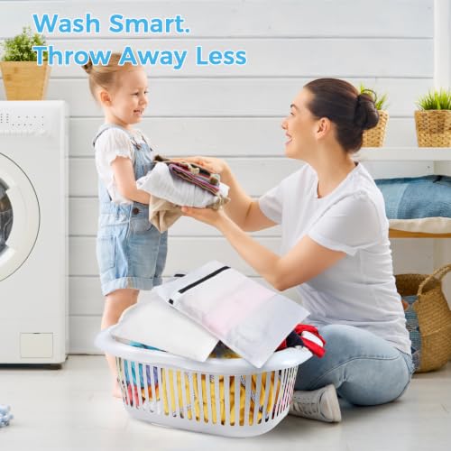 BAGAIL Laundry Bags Mesh Wash Bag for Intimates Lingerie and Delicates,6Pcs(3L,3M) - color: Pearl White-Fine Mesh, size: 3L,3M