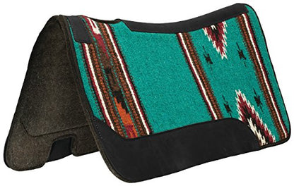 Weaver Equine 31" x 32" Contoured Single Weave Wool Blend Felt Horse Saddle Pad, Shock Absorbing Western Saddle Pad for Protection, Turquoise Pattern