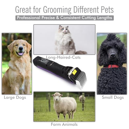 8 Pieces Professional A5 Style Animal Clipper Stainless Steel Color-Coded Snap-on Attachment Guard Guide Combs Set, 1/8"-1" Compatible with Wahl KM Series Oster A5 Andis Detachable Blade Pet Groomers