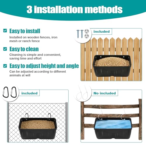 Chicken Feeder Waterer,Hanging Goat Feeders,5 Quart*3 Pack,Feeder Trough for Sheep Duck Poultry Dog, Fence Feeder Trough Livestock Feeding Container, Chicken Coop Accessories,Black - color: 3 Pack Black