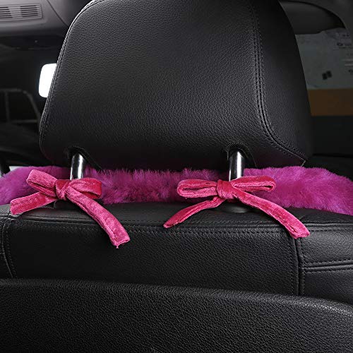 OGLAND Fuzzy Sheepskin Car Seat Cover for Soft Fluffy Genuine Wool Cushion - color: Magenta
