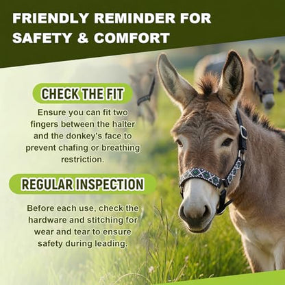 1 Set Mini Donkey Halter with Lead Rope Adjust, Black - color: Black