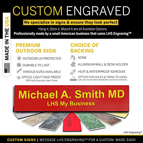 Custom Engraved Office Door Name Plate & Desk Signs, Red, 2x4 - color: B22 - Red & Yellow Lettering, size: 2in x 4in (5.1cm x 10.1cm)