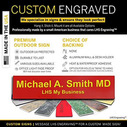 Custom Engraved Office Door Name Plate & Desk Signs, Red, 2x4 - color: B22 - Red & Yellow Lettering, size: 2in x 4in (5.1cm x 10.1cm)