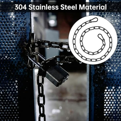 39 inch Gate Chain Lock with Both-Ended M5 Carabiners,Chain Dia 4 mm,Black - size: 39" x 5/32"
