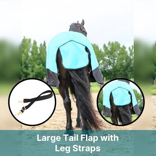 Resistance 1200 Denier Lightweight No Fill Water Resistant Breathable Horse Rain Sheet - color: Teal, size: 72"