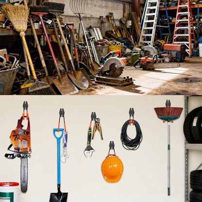 Garage Hooks Heavy Duty Steel Hooks for Hanging Power and Garden Tools, Ladders, Hose, Bikes, Ropes, Bulk Items, and More，Anti-Slip Coating with max 88lbs Capacity 10 Pack - size: 10 Pack