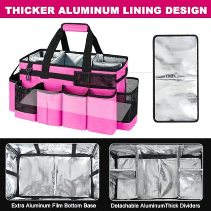 Cleaning Caddy Bag, Extra Large Cleaning Supply Bag for Housekeepers - color: Rose Pink, size: XL