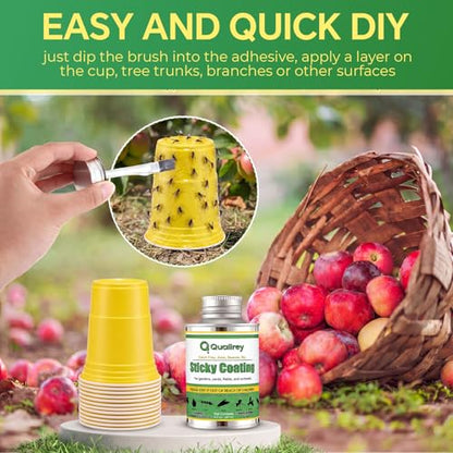 Qualirey Sticky Coating Trap with Brush and 12 Pcs Plastic Cup, Gnat Bug - style: Gnat Bug