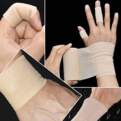 6pcs 1/2in Self Adhesive Bandage Wraps, 5 Yards Black - color: Black, size: 1/2in