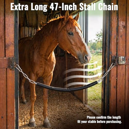 1 Pc 47 Inch Horse Stall Guard Stall for Horses Chain Fence Gate Hardware | Soft Rubber-covered Gate Chain for Horse Stalls, Heavy Duty Double Ended Snaps, for Barn Fence and Horse Accessories