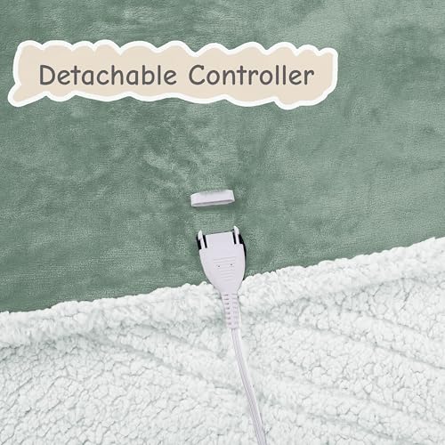 Soypipo Electric Heated Blanket 50"x60", 9 Heat Settings 10-Hour Auto-Off - color: 09-light Green, size: Throw 50"x60"