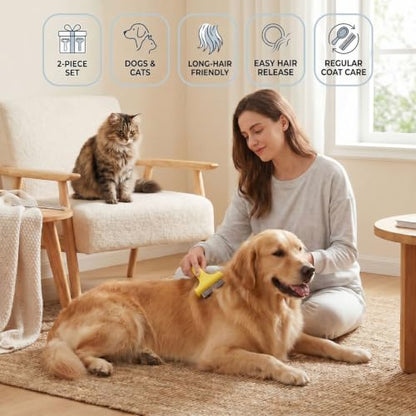 Undercoat Rake for Dogs & Cats, yellow - color: yellow