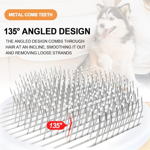 HOP Orange Self Cleaning Slicker Brush for Dogs&Cats for Shedding 17mm | Bead-Tipped Stainless Steel Pins,ABS+TPR Handle,Dog Brush for Shedding,Gentle&Non-Sensitive,Remove Loose Hair Tangles