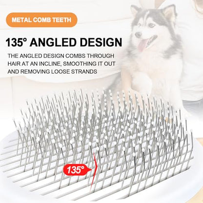 HOP Orange Self Cleaning Slicker Brush for Dogs&Cats for Shedding 17mm | Bead-Tipped Stainless Steel Pins,ABS+TPR Handle,Dog Brush for Shedding,Gentle&Non-Sensitive,Remove Loose Hair Tangles