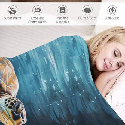 Sea Turtles Fleece Throw Blanket for Couch Adults Teens 40" X 50" - color: Sea Turtles, size: 40x50 inch