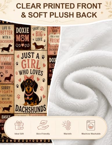 Dachshund Gifts for Women Dachshund Owners Lovers Weiner Dog Blanket 60*50 | Birthday Christmas Unique Gifts for Dachshund Lovers/Friends/Female/Girls Weiner Dog Themed Gifts Dachshund Throw Blanket - color: Dachshund