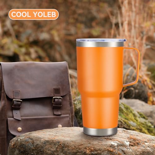 30 oz Stainless Steel Tumblers Bulk with Handle and Lid, 4 Pack - color: Orange