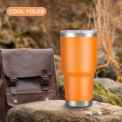 30 oz Stainless Steel Tumblers Bulk with Handle and Lid, 4 Pack - color: Orange