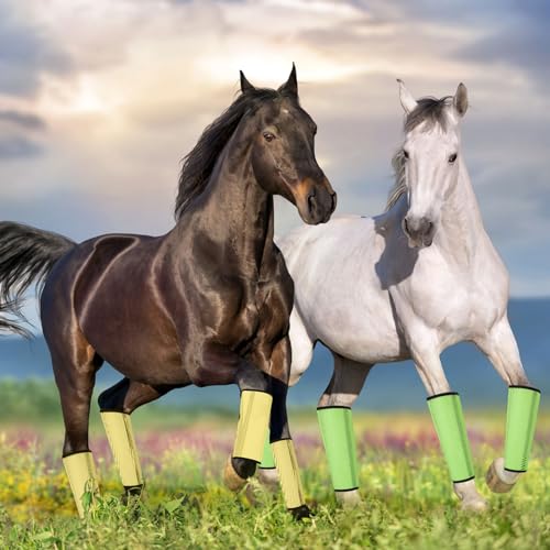 Jexine 8 Pcs Mesh Fly Boots for Horse - color: Grass Green Light Yellow