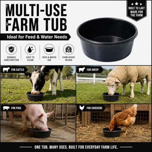 1 Pcs 1 Gallon Rubber Feed Pan with Cleaning Brush for Animals - size: 1 gallon 1PCS