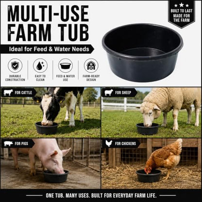 1 Pcs 1 Gallon Rubber Feed Pan with Cleaning Brush for Animals - size: 1 gallon 1PCS