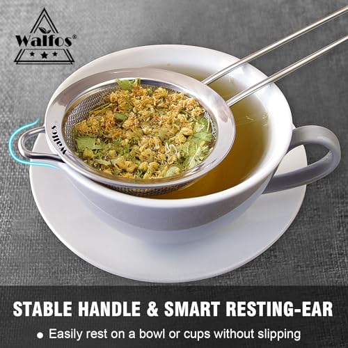 Walfos Small Fine Mesh Strainer for Cocktail & Tea, Mini Stainless Steel Sieve with Handle, 3.15 Inch Metal Strainers for Juicing, Coffee, Drinks, Tea Herbs - size: 3.15"