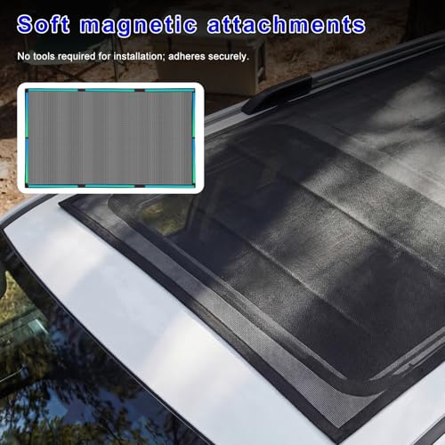 Car Sunroof Sunshade, 25.6"×39.4" Magnetic Car Roof Mesh Screen Blocks UV Rays & Heat, Breathable Sunroof Shade Protection Cover for Vehicle Camping Overnight Sleeping - color: Sunroof, 1 PCS
