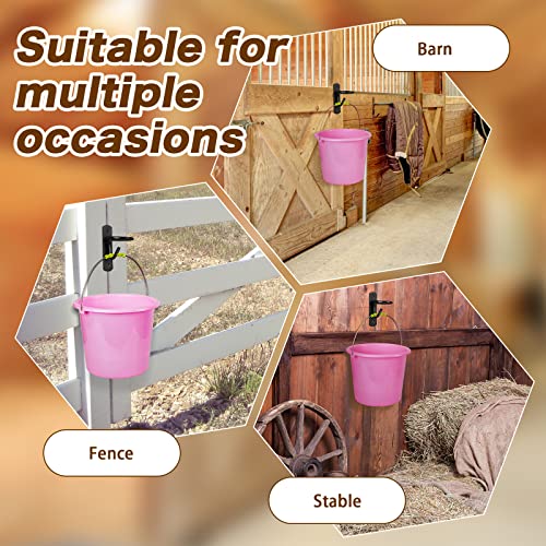 Dunzy 6 Pcs Bucket Hooks for Horses Bucket Hangers Holder Metal, Black - color: Black